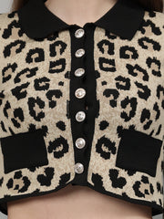 Gaiia Animal Print Woolen Cardigan
