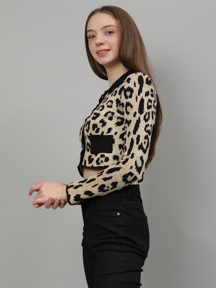 Gaiia Animal Print Woolen Cardigan - GAIIA