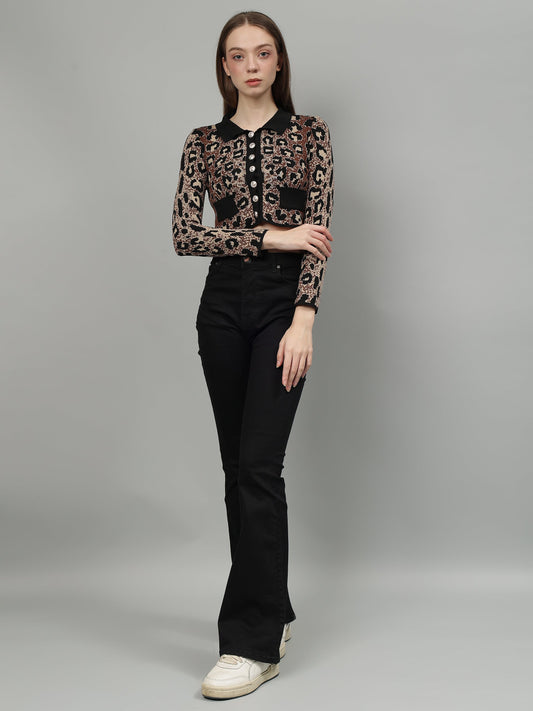 Gaiia Animal Print Woolen Cardigan
