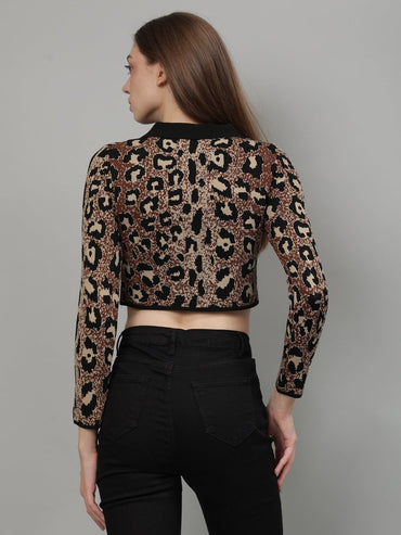 Gaiia Animal Print Woolen Cardigan - GAIIA