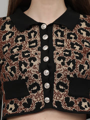 Gaiia Animal Print Woolen Cardigan