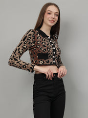 Gaiia Animal Print Woolen Cardigan
