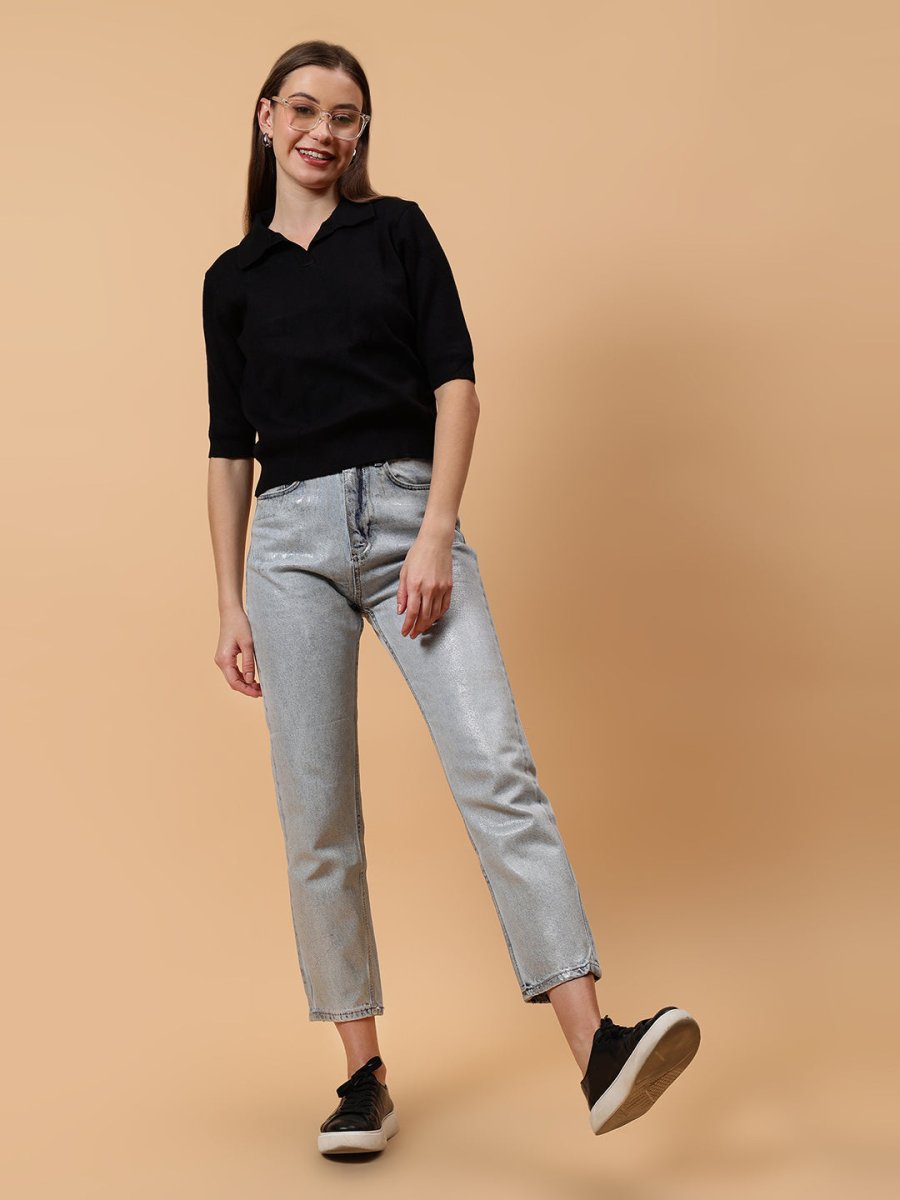 Gaiia Women Collared Winter Top - Off White - GAIIA