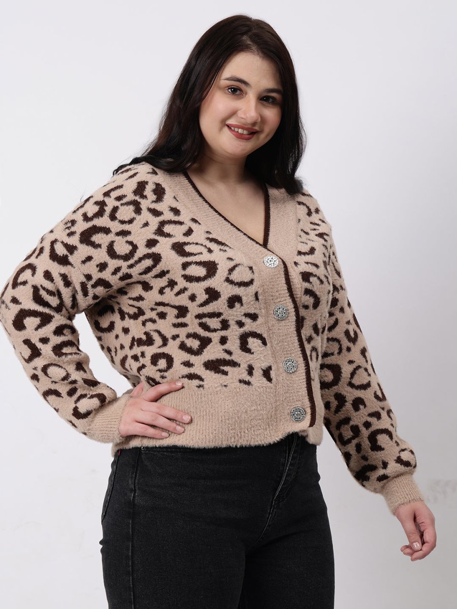 Gaiia Angora Wool Leopard Print Cardigan - GAIIA