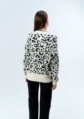 Gaiia Angora Wool Leopard Print Cardigan