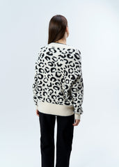Gaiia Angora Wool Leopard Print Cardigan
