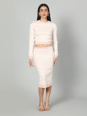 Gaiia Two Color Self Print Skirt Co-Ord Set - Green