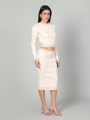 Gaiia Two Color Self Print Skirt Co-Ord Set - Green