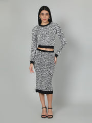 Gaiia Two Color Self Print Skirt Co-Ord Set - Green