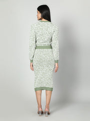 Gaiia Two Color Self Print Skirt Co-Ord Set - Green