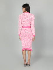 Gaiia Two Color Self Print Skirt Co-Ord Set - Green