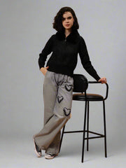 Gaiia Fur Collared Solid Women Zipper Jacket