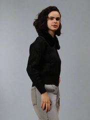 Gaiia Fur Collared Solid Women Zipper Jacket