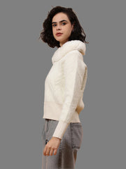 Gaiia Fur Collared Solid Women Zipper Jacket