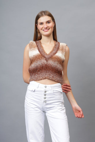 Gaiia Colourful Winter Cropped Sweater Vest - GAIIA