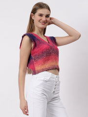 Gaiia Colourful Winter Cropped Sweater Vest