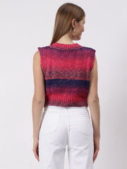 Gaiia Colourful Winter Cropped Sweater Vest