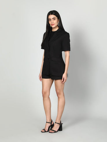 Gaiia Women Solid Half Sleeves Blazer And Shorts Set - GAIIA
