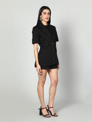 Gaiia Women Solid Half Sleeves Blazer And Shorts Set