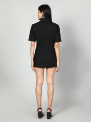 Gaiia Women Solid Half Sleeves Blazer And Shorts Set