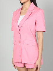 Gaiia Women Solid Half Sleeves Blazer And Shorts Set