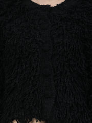 Gaiia Fuzzy Monochrome Button Cardigan