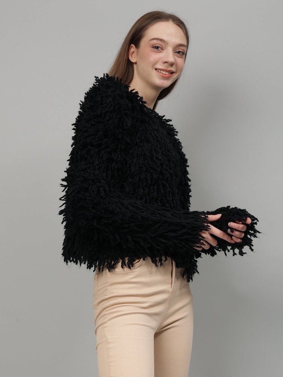 Gaiia Fuzzy Monochrome Button Cardigan - GAIIA