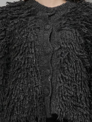 Gaiia Fuzzy Monochrome Button Cardigan