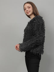 Gaiia Fuzzy Monochrome Button Cardigan