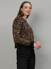 Gaiia Animal Print Crew Neck Pullover
