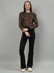 Gaiia Animal Print Crew Neck Pullover