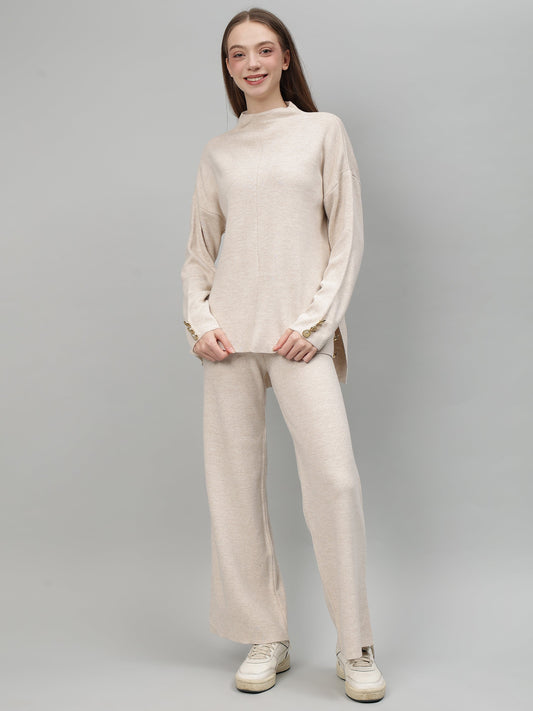 Gaiia Women Solid Color High Neck Co-Ord Set