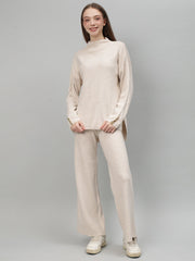 Gaiia Women Solid Color High Neck Co-Ord Set