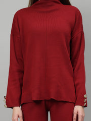 Gaiia Women Solid Color High Neck Co-Ord Set