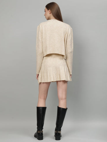 Gaiia Rustic Knit Skirt With Cardigan - GAIIA