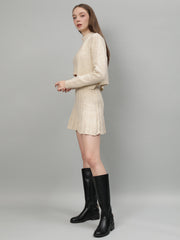 Gaiia Rustic Knit Skirt With Cardigan