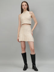 Gaiia Rustic Knit Skirt With Cardigan