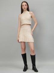 Gaiia Rustic Knit Skirt With Cardigan