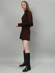Gaiia Rustic Knit Skirt With Cardigan