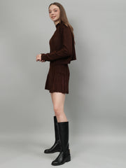 Gaiia Rustic Knit Skirt With Cardigan