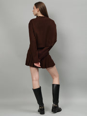 Gaiia Rustic Knit Skirt With Cardigan