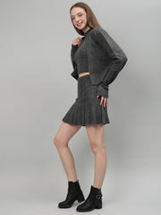 Gaiia Rustic Knit Skirt With Cardigan