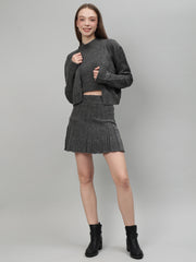 Gaiia Rustic Knit Skirt With Cardigan