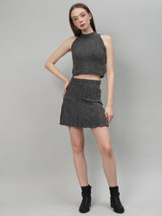 Gaiia Rustic Knit Skirt With Cardigan