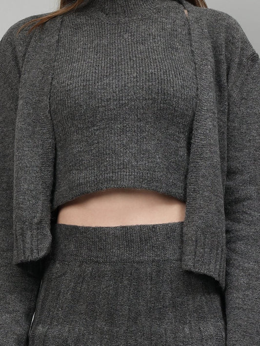 Gaiia Rustic Knit Skirt With Cardigan - GAIIA