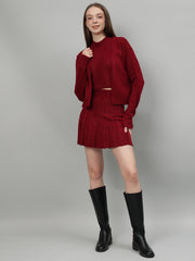 Gaiia Rustic Knit Skirt With Cardigan