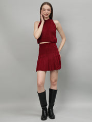 Gaiia Rustic Knit Skirt With Cardigan