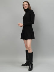 Gaiia Solid High Neck Mini Skirt Co-Ord Set