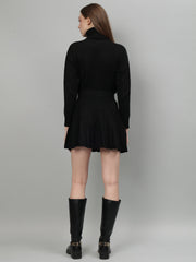 Gaiia Solid High Neck Mini Skirt Co-Ord Set