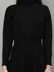 Gaiia Solid High Neck Mini Skirt Co-Ord Set